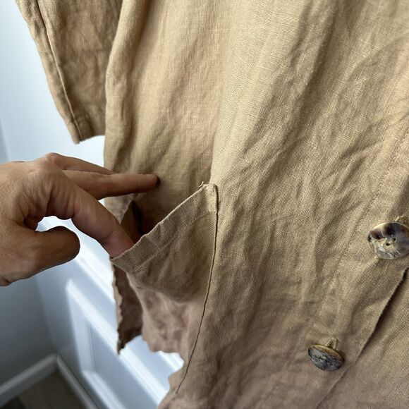 Click USA 100% Linen Loose Boxy 3/4 Sleeve Button down Top Shirt Large 48B 32L - Picture 4 of 11